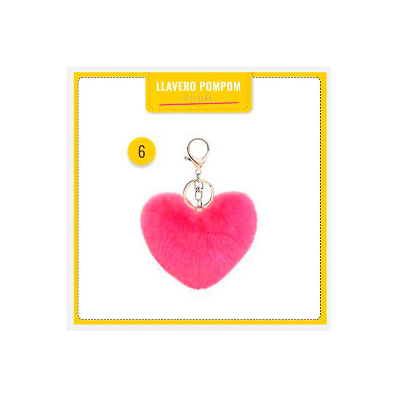 FUNSHOP - 1 Llavero Pompón Peludo Para Carteras De Moda - Corazón