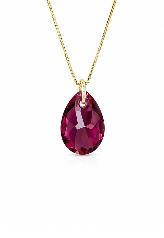 Collar Gota de Luz Gold 24k creado con cristales de Swarovski Scarlet Rojo TALLA UNICA