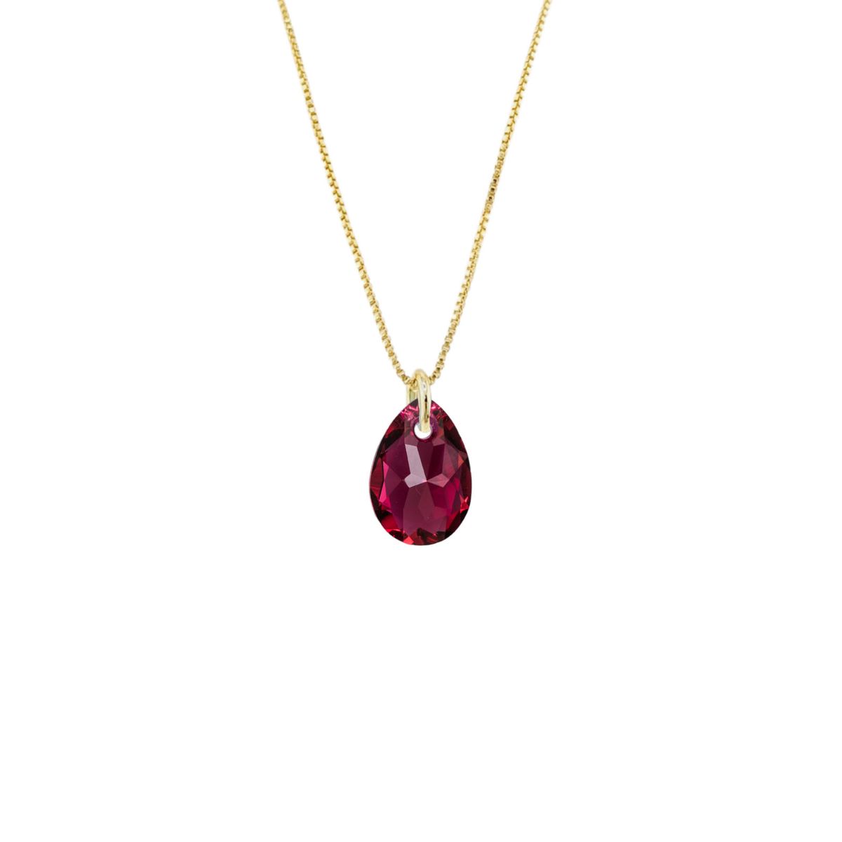 JOYAS MONTERO - Collar Gota de Luz Gold 24k creado con cristales de Swarovski® Scarlet