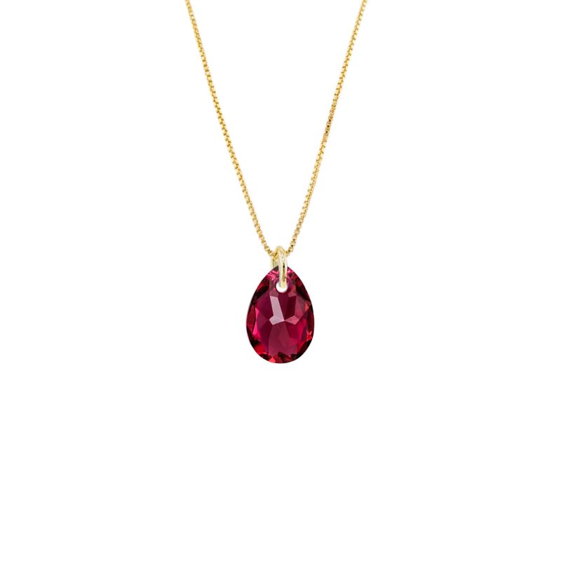 JOYAS MONTERO - Collar Gota de Luz Gold Cristales Genuinos Scarlet