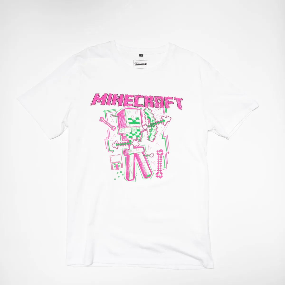 MINECRAFT - Polera Hombre YOU Minecraft  Esqueleto Blanco