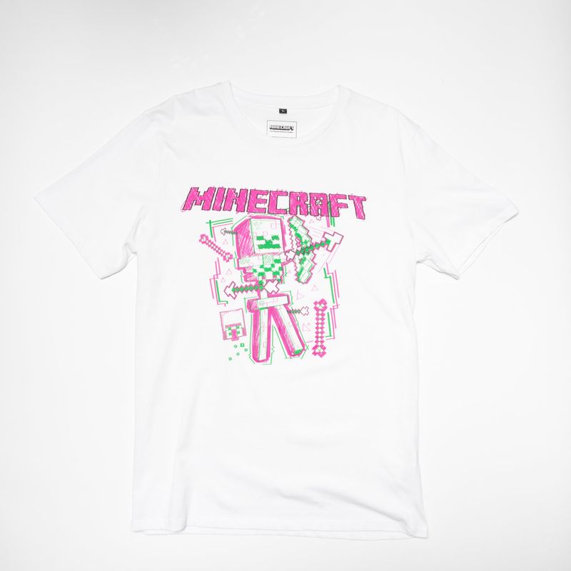 MINECRAFT - Polera Hombre YOU Minecraft  Esqueleto Blanco