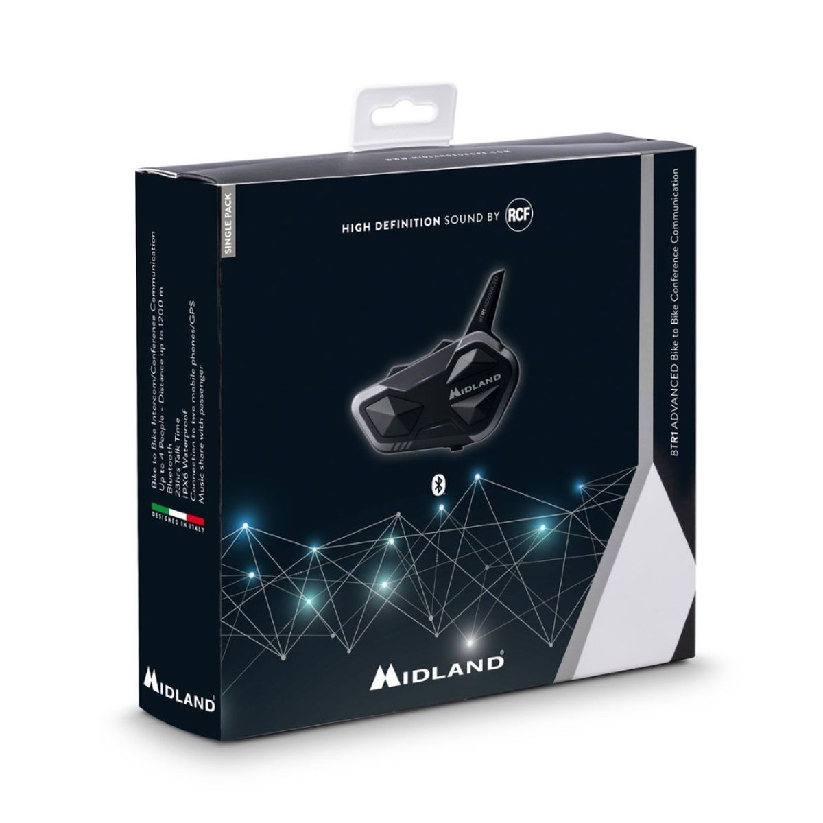 MIDLAND - Intercomunicador Para Moto Midland BTR1 Advanced Single