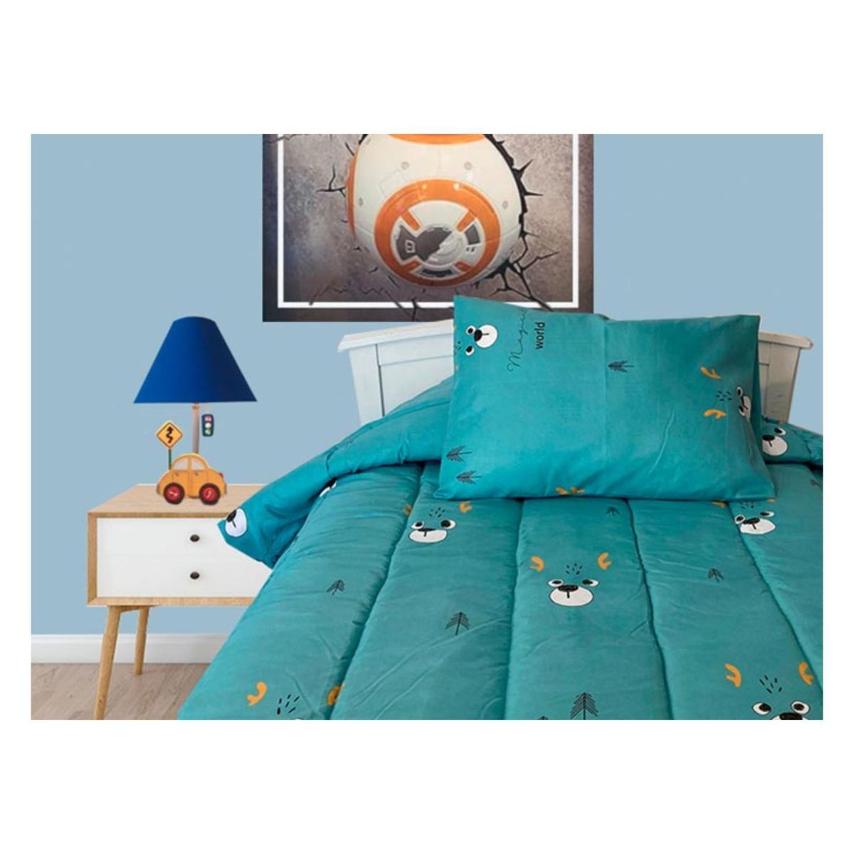 ILLUSIONS - Plumon 1.5 Plazas Microfibra Infantil Turquesa Reno Illusions