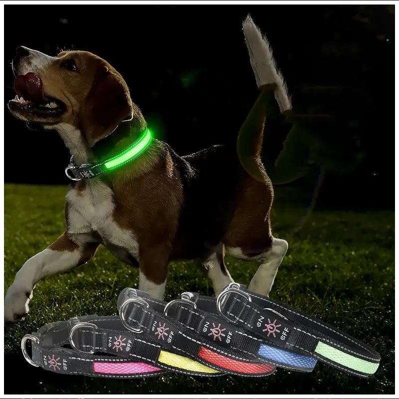 GENERICO - Collar Luz LED 3 modos Luz carga USB  Perros Gatos Talla S