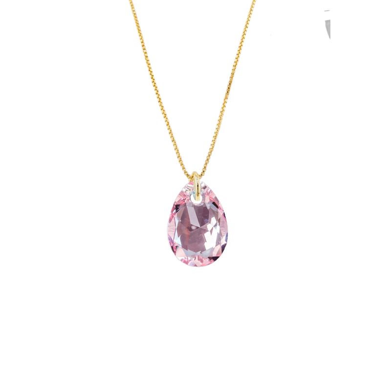 JOYAS MONTERO - Collar Gota de Luz Gold Cristales Genuinos Light Rose