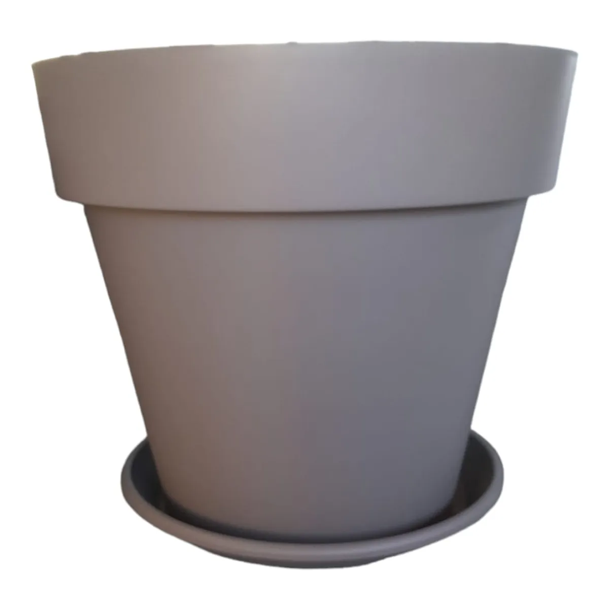 EURO3PLAST - Macetero plástico con plato, 100 cm de diámetro, color taupe
