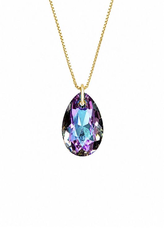 Collar Gota de Luz Gold 24k creado con cristales de Swarovski Vitral Light Morado TALLA UNICA