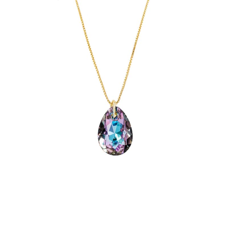 JOYAS MONTERO - Collar Gota de Luz Gold Cristales Genuinos Vitral Light