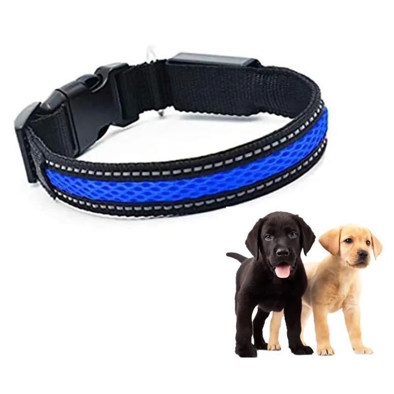 GENERICO - Collar Luz LED 3 modos Luz carga USB  Perros Gatos Talla S