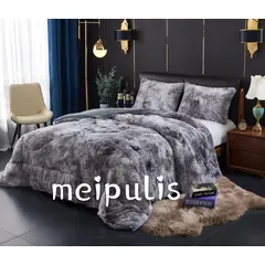 GENERICO - Cubrecama de Invierno Peludo con Chiporro 1.5 P Gris Jaspeado