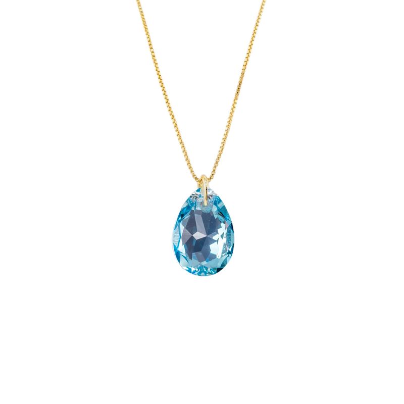 JOYAS MONTERO - Collar Gota de Luz Gold Cristales Genuinos Aquamarine Shimmer