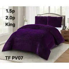 GENERICO - Cubrecama de Invierno Peludo con Chiporro 1.5 P Morado