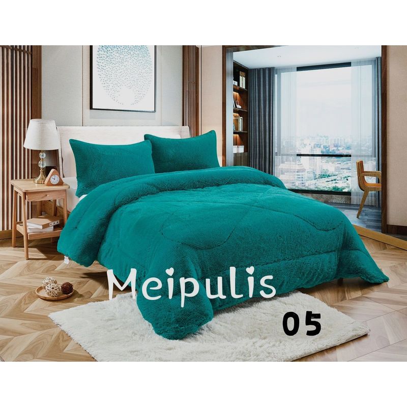 GENERICO - Cubrecama de Invierno Peludo con Chiporro 1.5 P Turquesa 05
