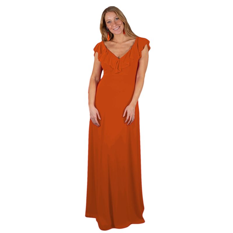 MARIA PASKARO - Vestido Largo Marken Naranjo Lycra Vuelo Maria Paskaro MARIA PASKARO