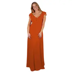 MARIA PASKARO - Vestido Largo Marken Naranjo Lycra Vuelo