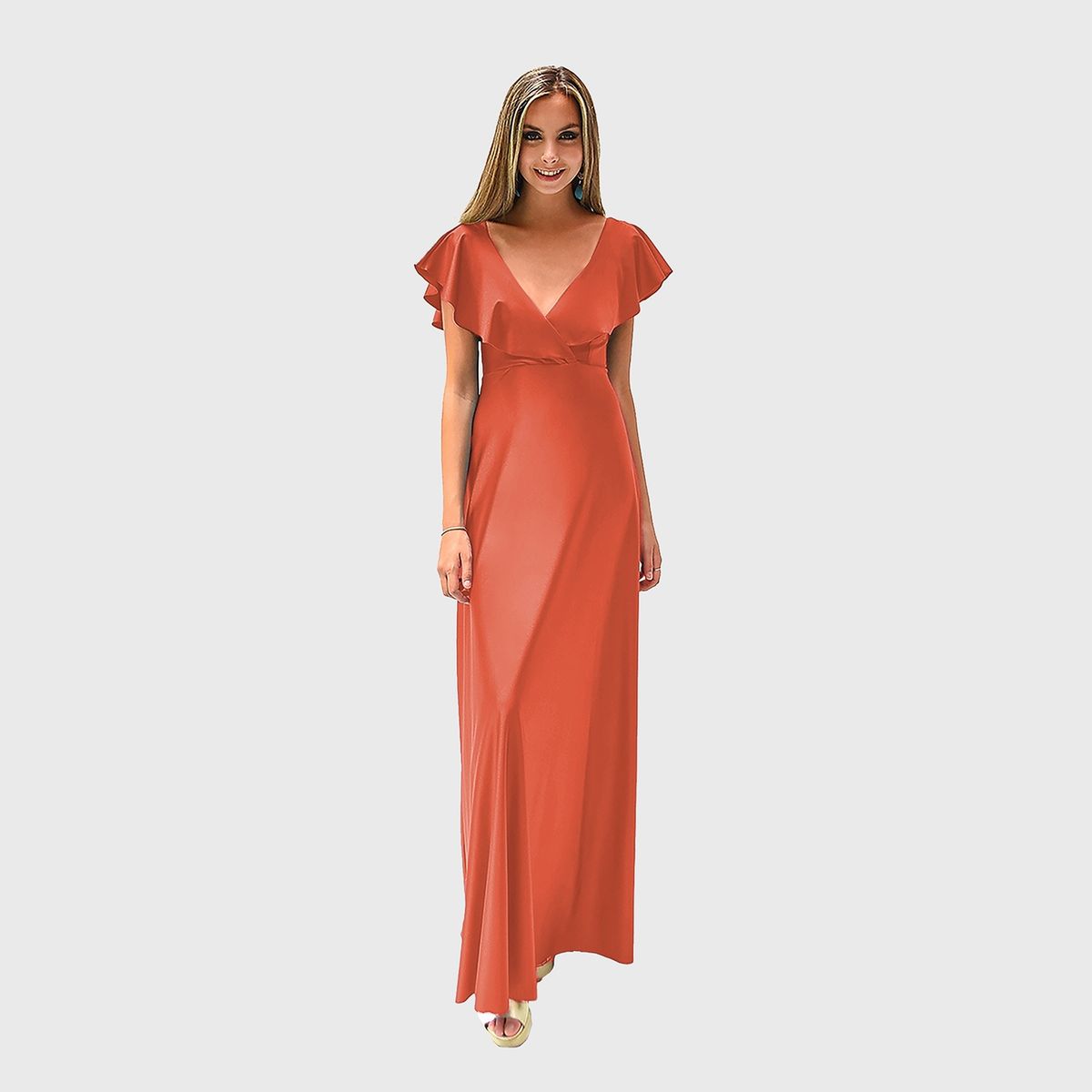 MARIA PASKARO - Vestido Largo Marken Naranjo Lycra Vuelo Maria Paskaro MARIA PASKARO
