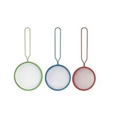 GENERICO - Set 3 Coladores Acero Malla Fina Azul-verde-rojo