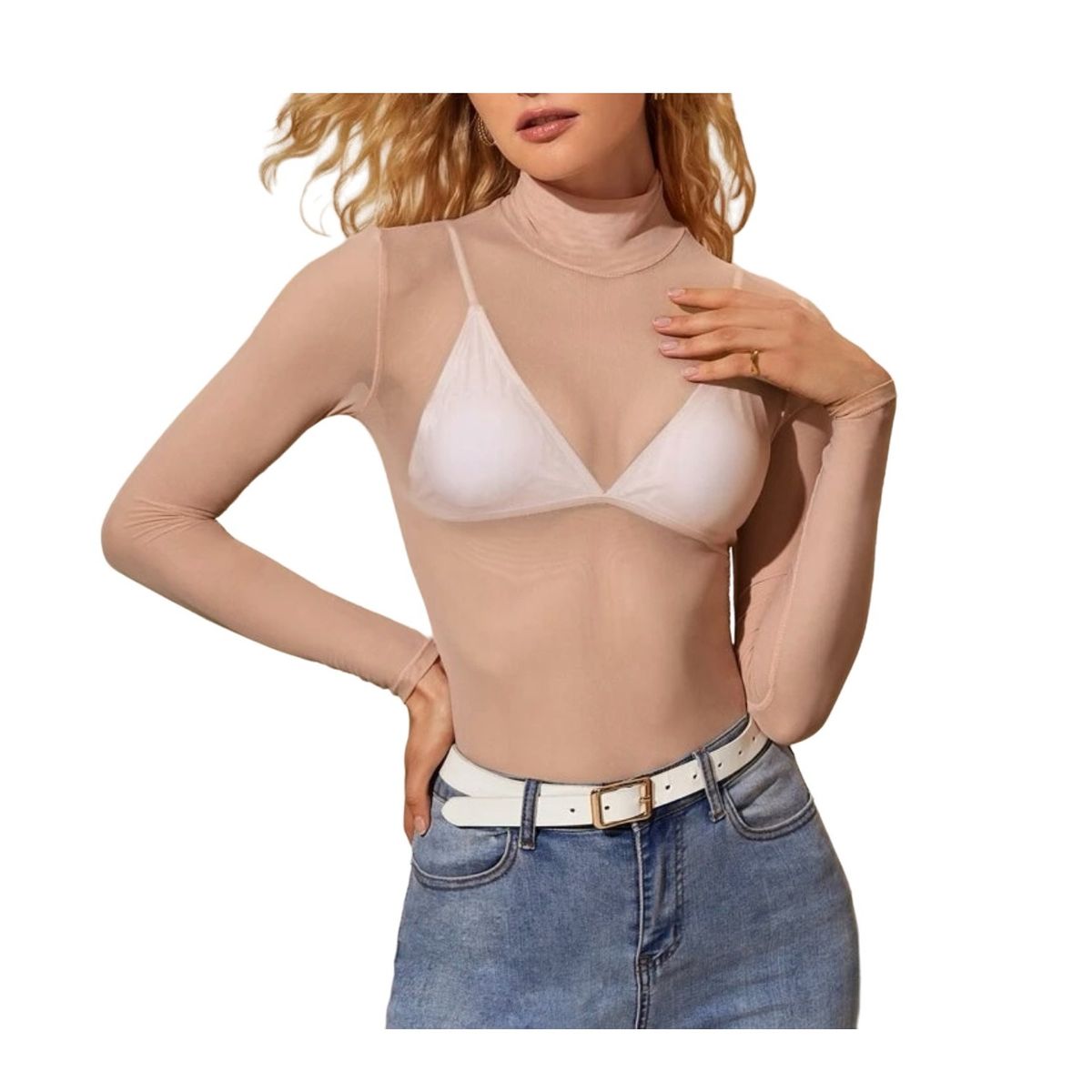 GARSIL - Polera Pantys Tipo Beatle - Camiseta Cuello Alto Para Mujer