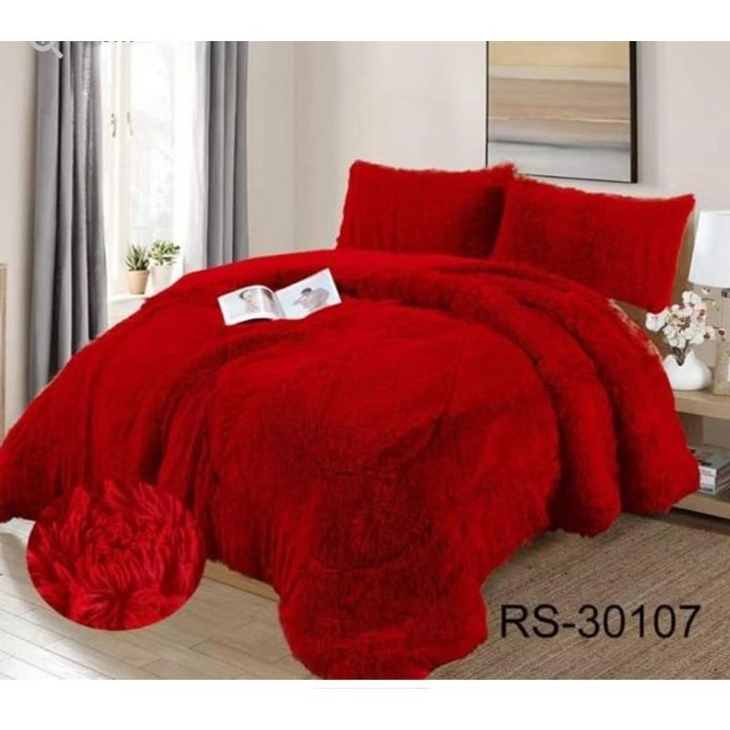 GENERICO - Cubrecama de Invierno Peludo con Chiporro 1.5 P Rojo RS30107