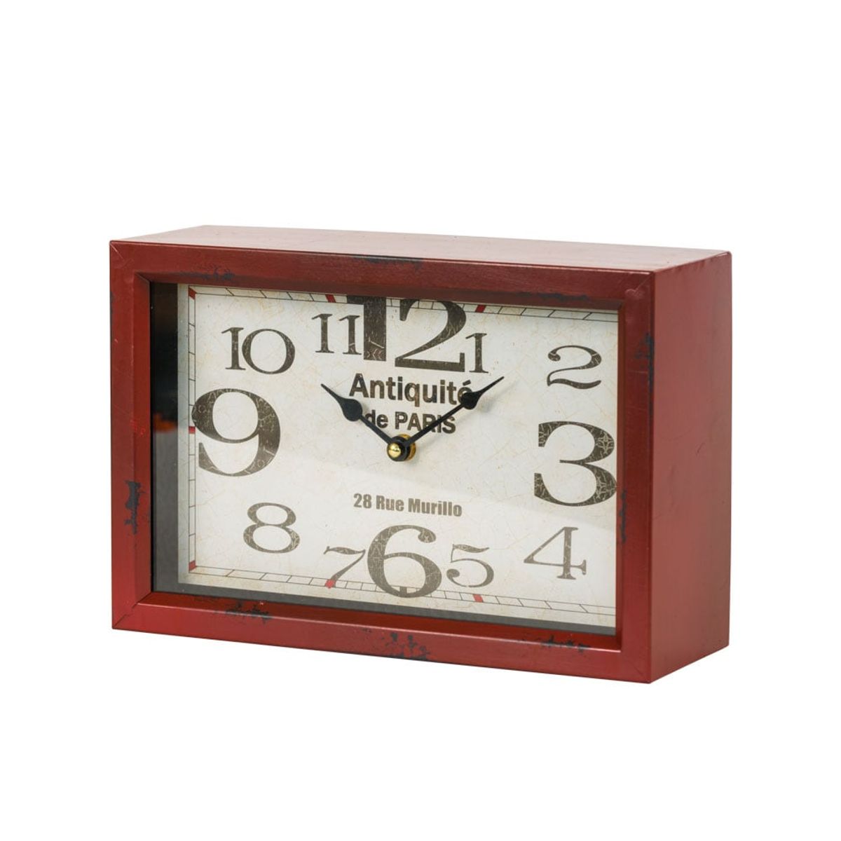 GENERICO - RELOJ SOBREMESA RETRO 20X30CM CUADRADO BORDE MARRON BIGHOUSE