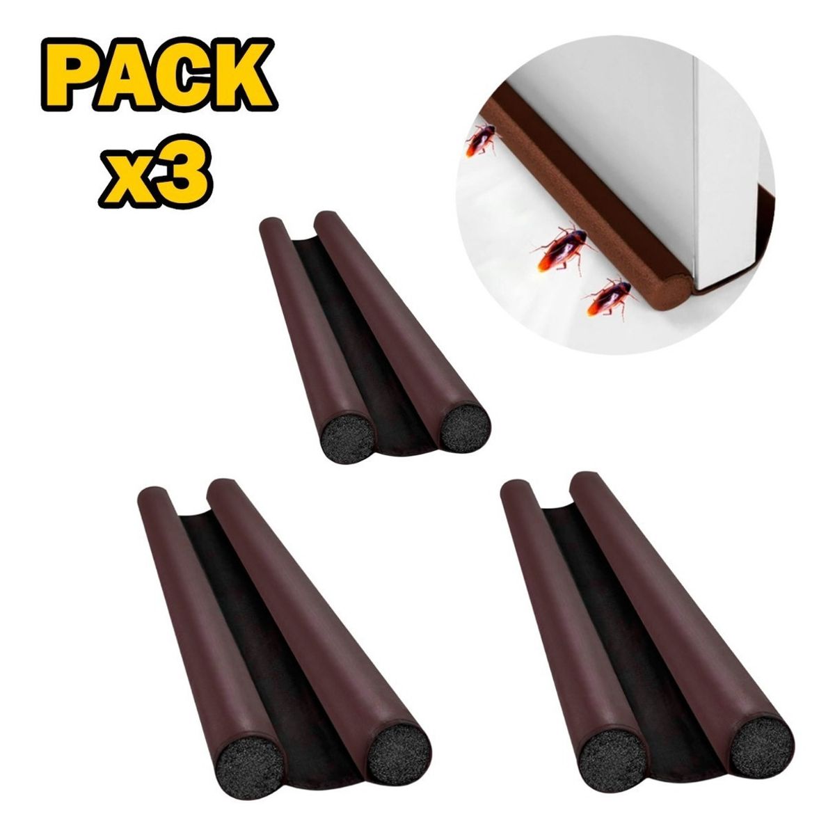 GENERICO - Pack x3 Cubre Puertas Aislante De Temperatura Bichos Insectos…