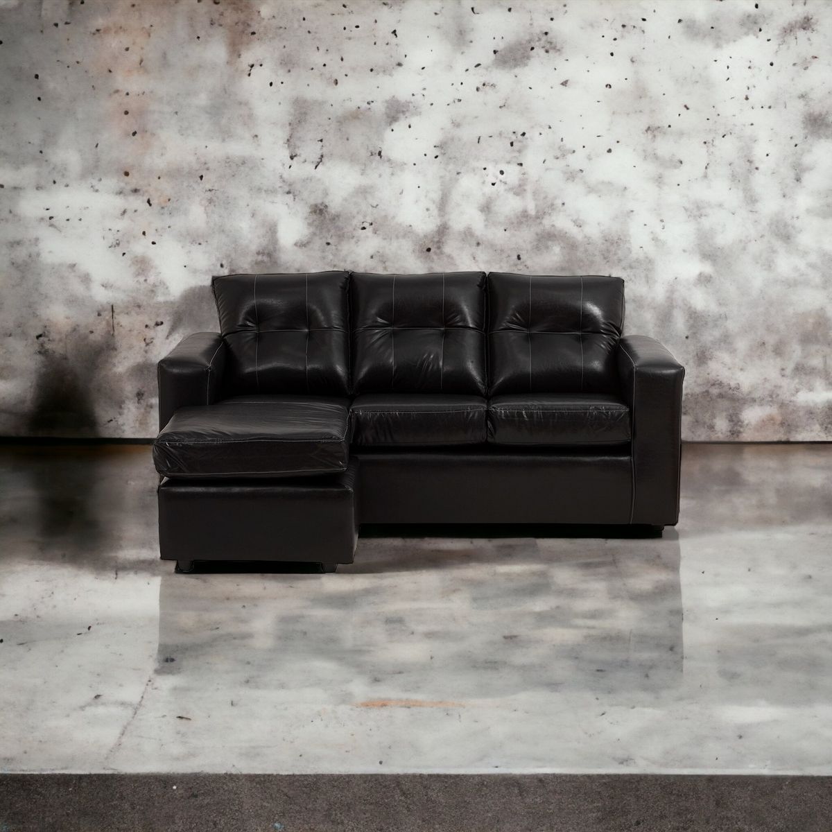 MUEBLES AMERICA - Seccional Emilia Cuero Sintético Negro