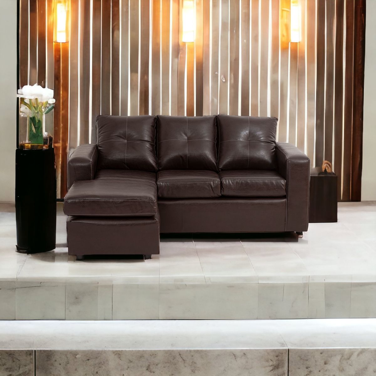 MUEBLES AMERICA - Seccional Emilia Cuero Sintético Café