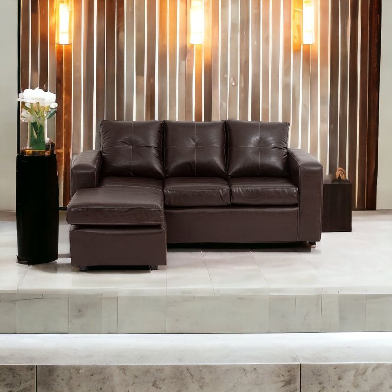 MUEBLES AMERICA - Seccional Emilia Cuero Sintético Café