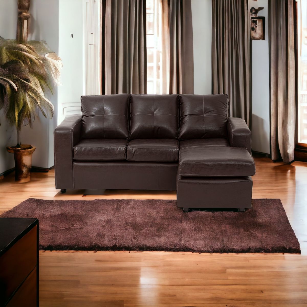 MUEBLES AMERICA - Seccional Emilia Cuero Sintético Café