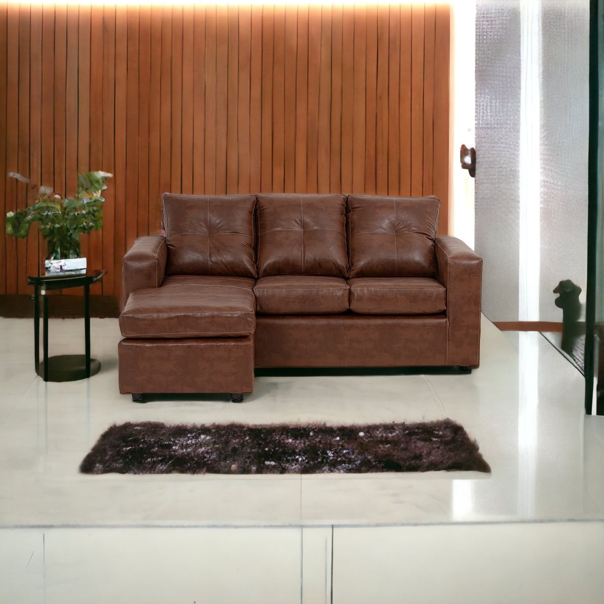MUEBLES AMERICA - Seccional Emilia Cuero Sintético Caramelo