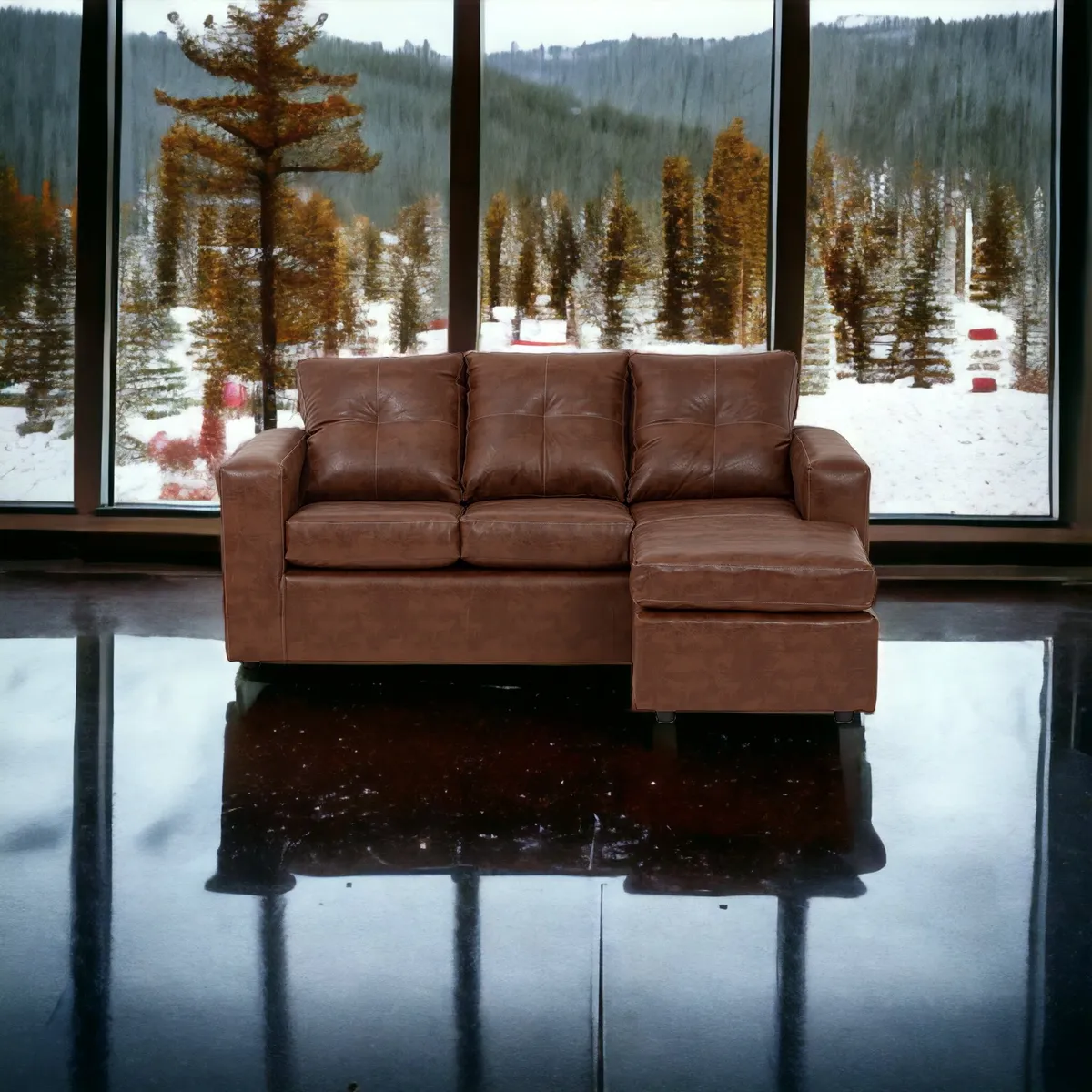 MUEBLES AMERICA - Seccional Emilia Cuero Sintético Caramelo