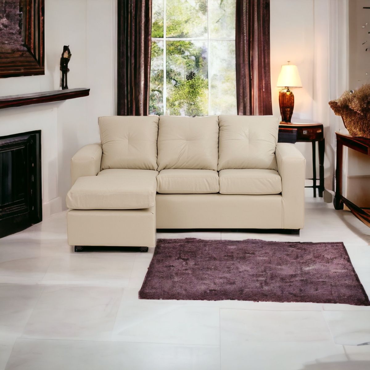 MUEBLES AMERICA - Seccional Emilia Cuero Sintético Beige