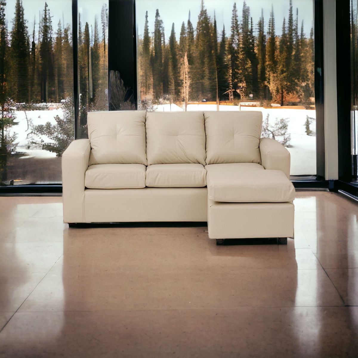 MUEBLES AMERICA - Seccional Emilia Cuero Sintético Beige