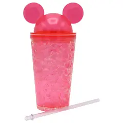 GENERICO - Vaso Rosado Diseño Orejas Con Bombilla