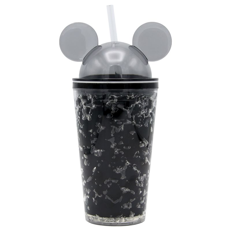 GENERICO - Vaso Negro Diseño Orejas Con Bombilla