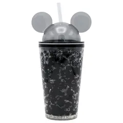 GENERICO - Vaso Negro Diseño Orejas Con Bombilla