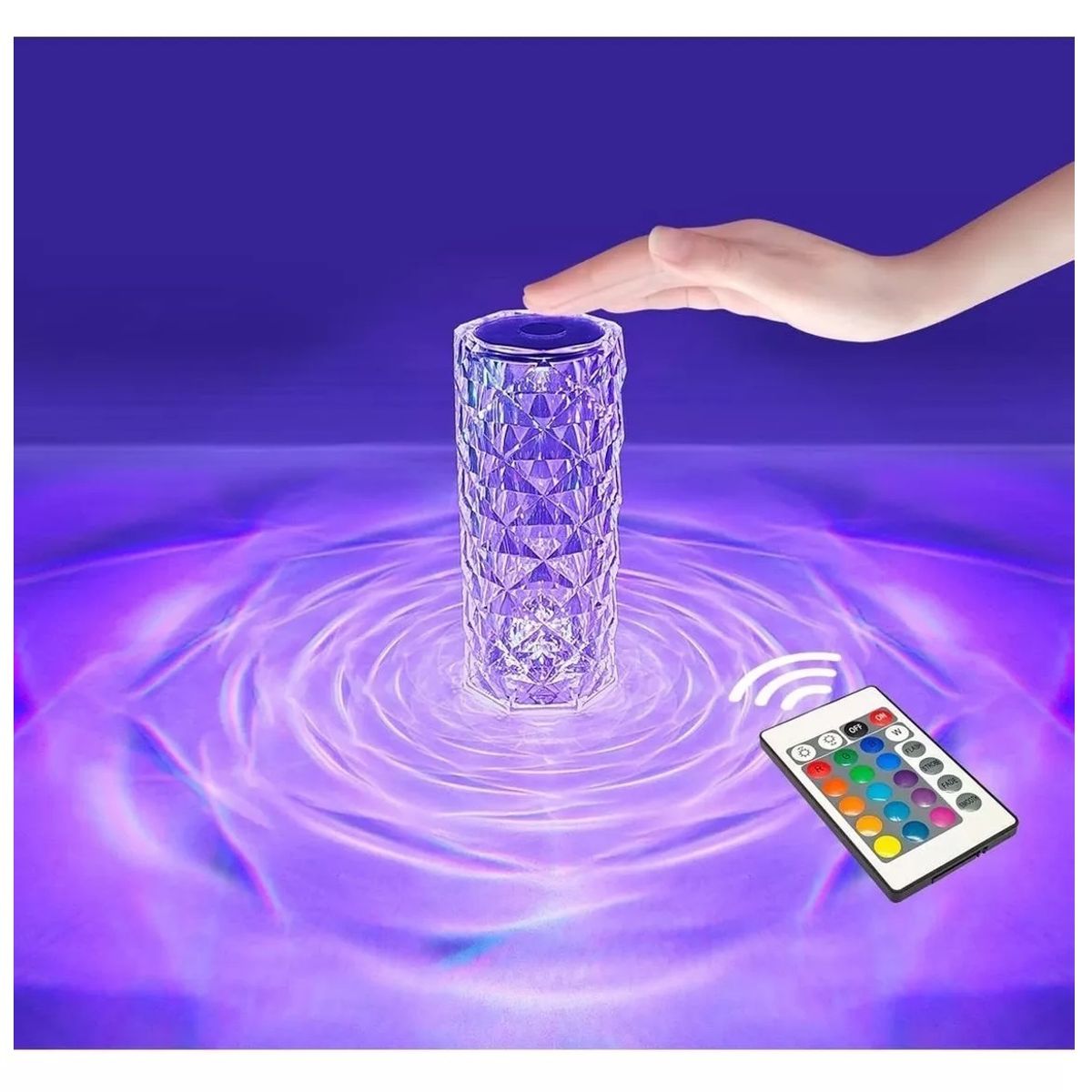 GENERICO - Lámpara De Mesa efecto Cristal Regulable 16 Colores Rgb