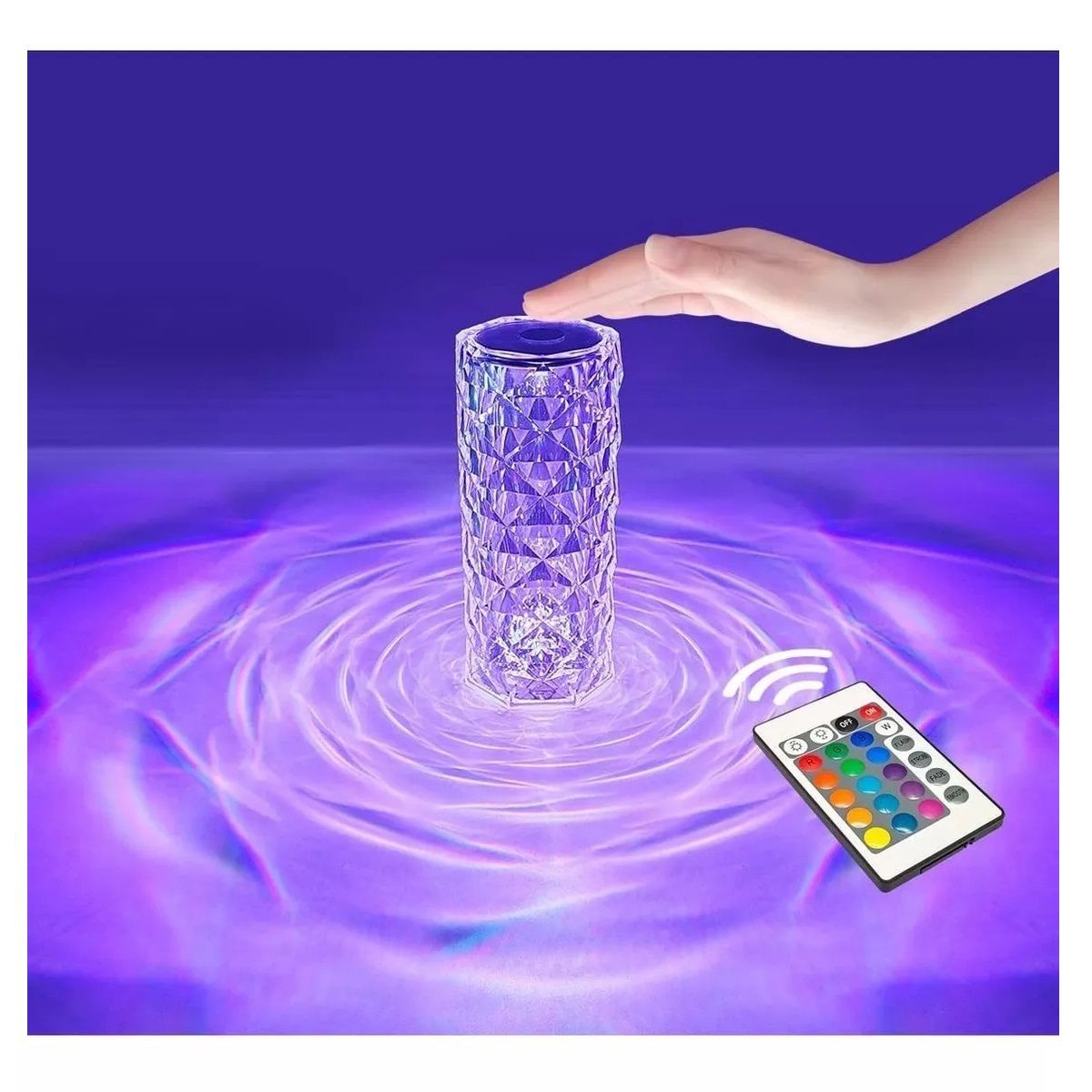 GENERICO - Lámpara De Mesa efecto Cristal Regulable 16 Colores Rgb