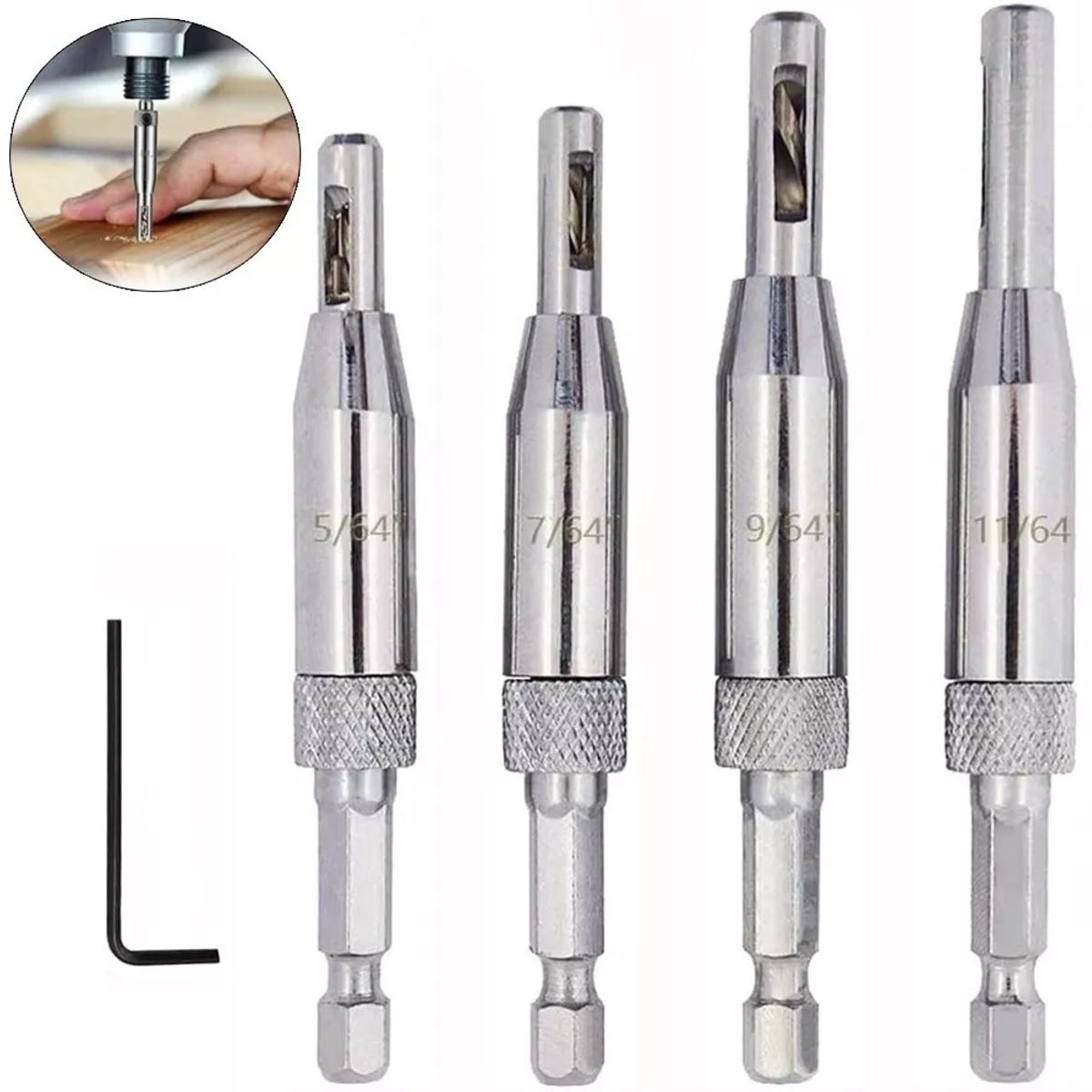 KUANGYE - Kit 4 Brocas Auto Centradoras Para Bisagras - Centrar Pijas