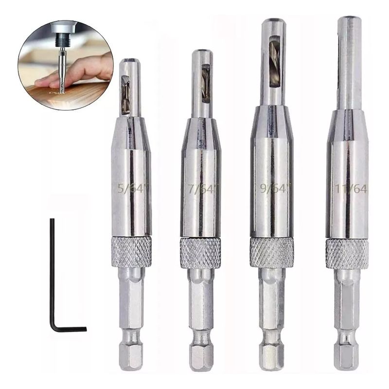 KUANGYE - Kit 4 Brocas Auto Centradoras Para Bisagras - Centrar Pijas