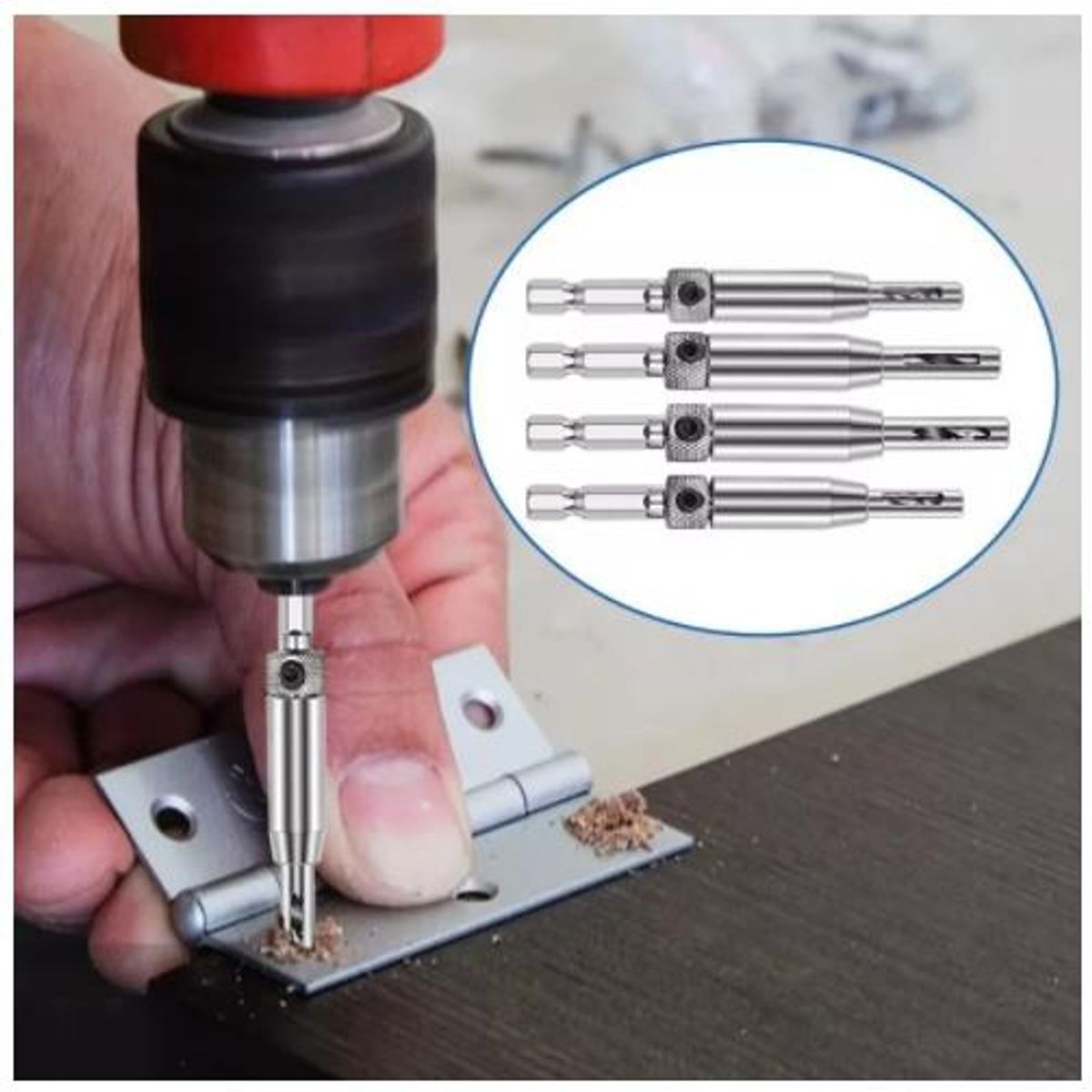 KUANGYE - Kit 4 Brocas Auto Centradoras Para Bisagras - Centrar Pijas