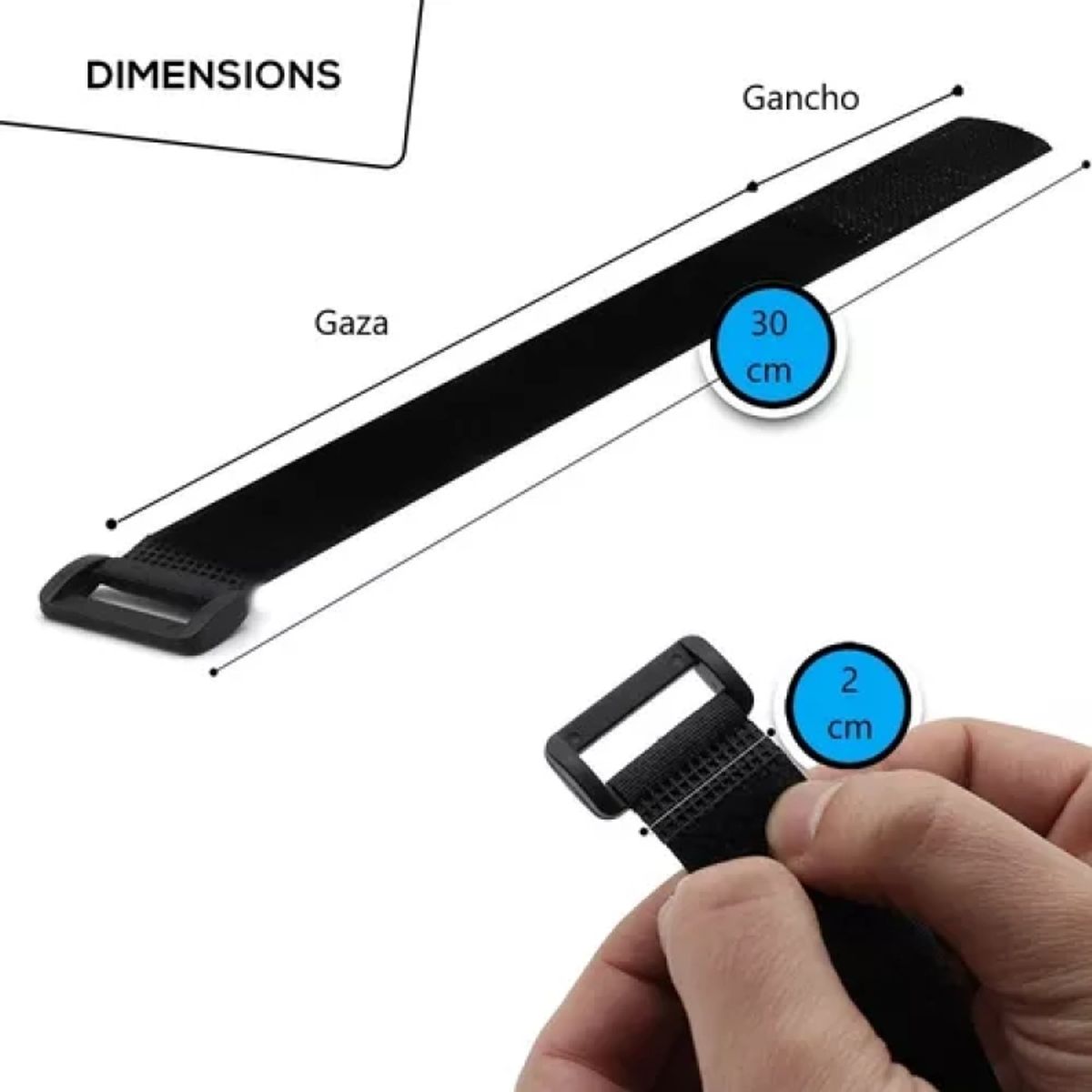 GENERICO - Correas De Velcro Amarra Cable Multiusos 30 Cm Pack 10 Und