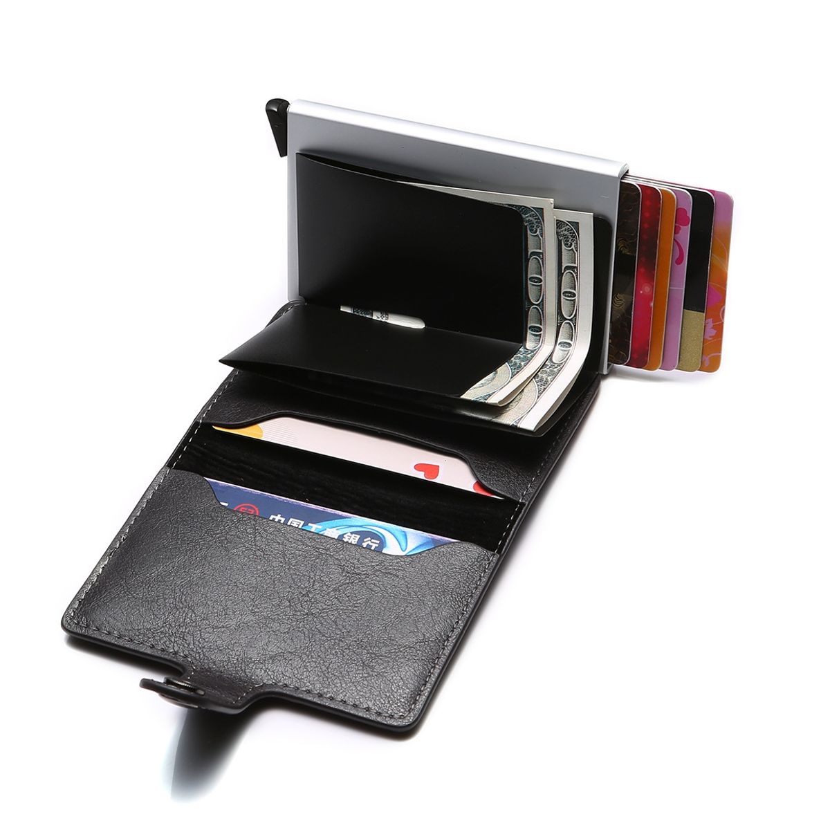 GENERICO - Billetera Tarjetero Cuero Pu Minimalista Hombre Mujer Rfid