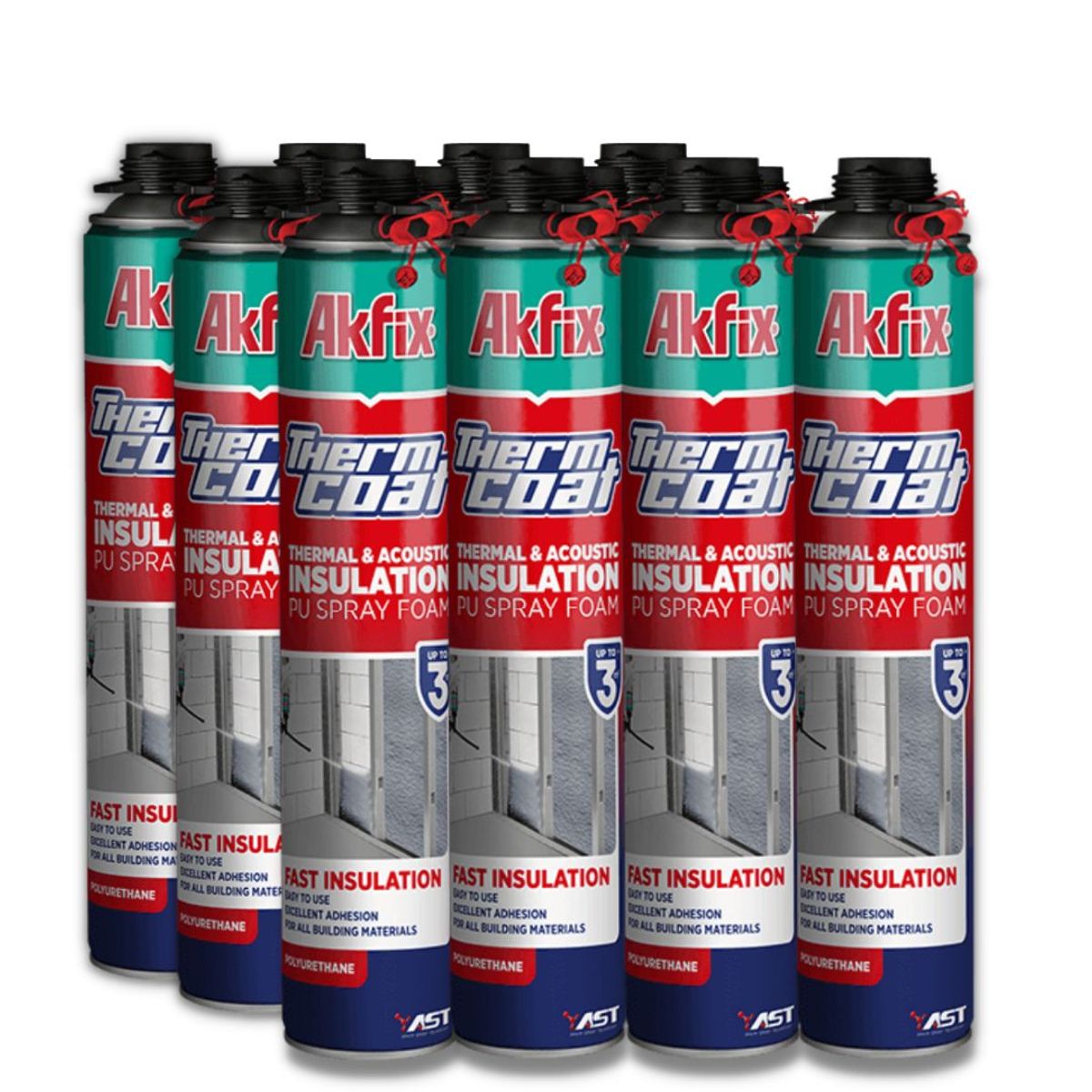 AKFIX - Caja 12u Espuma Poliuretano Proyectado Thermcoat Akfix 850ml