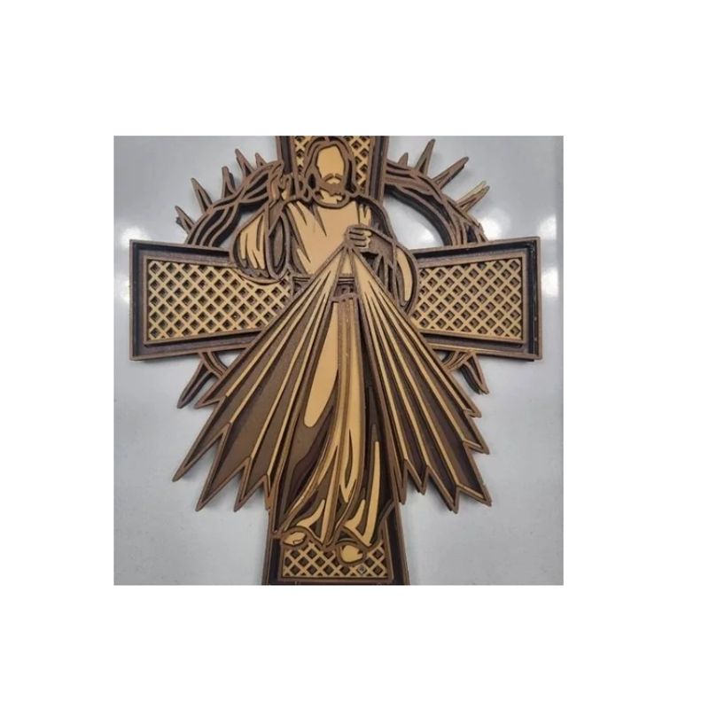 GENERICO - Cuadro Divina Misericordia Jesus De Madera Cruz Dios