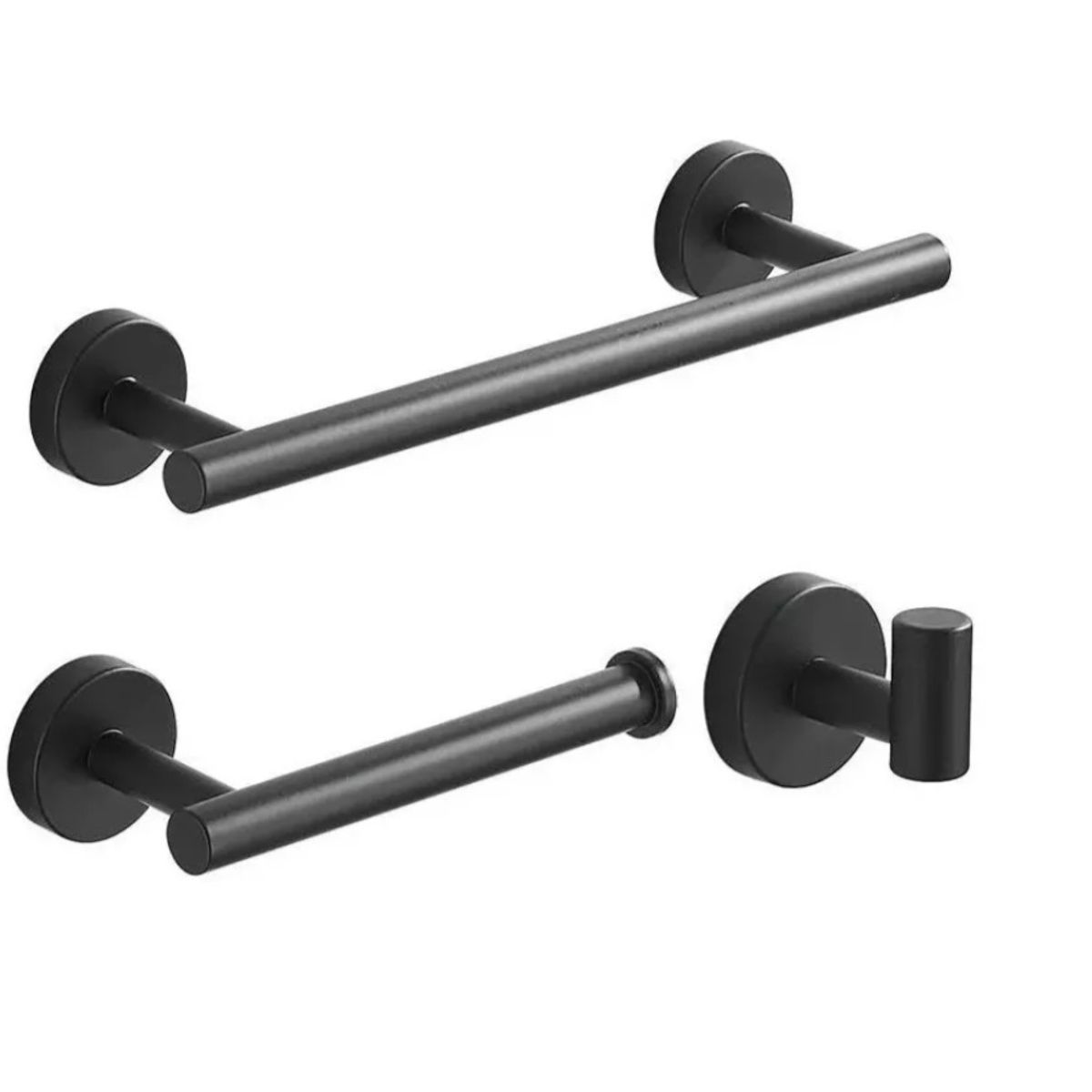 GENERICO - Kit Set De 3 Colgador Perchero Acero Inoxidable Negro Mate