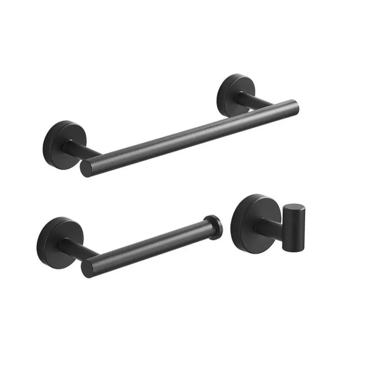 GENERICO - Kit Set De 3 Colgador Perchero Acero Inoxidable Negro Mate