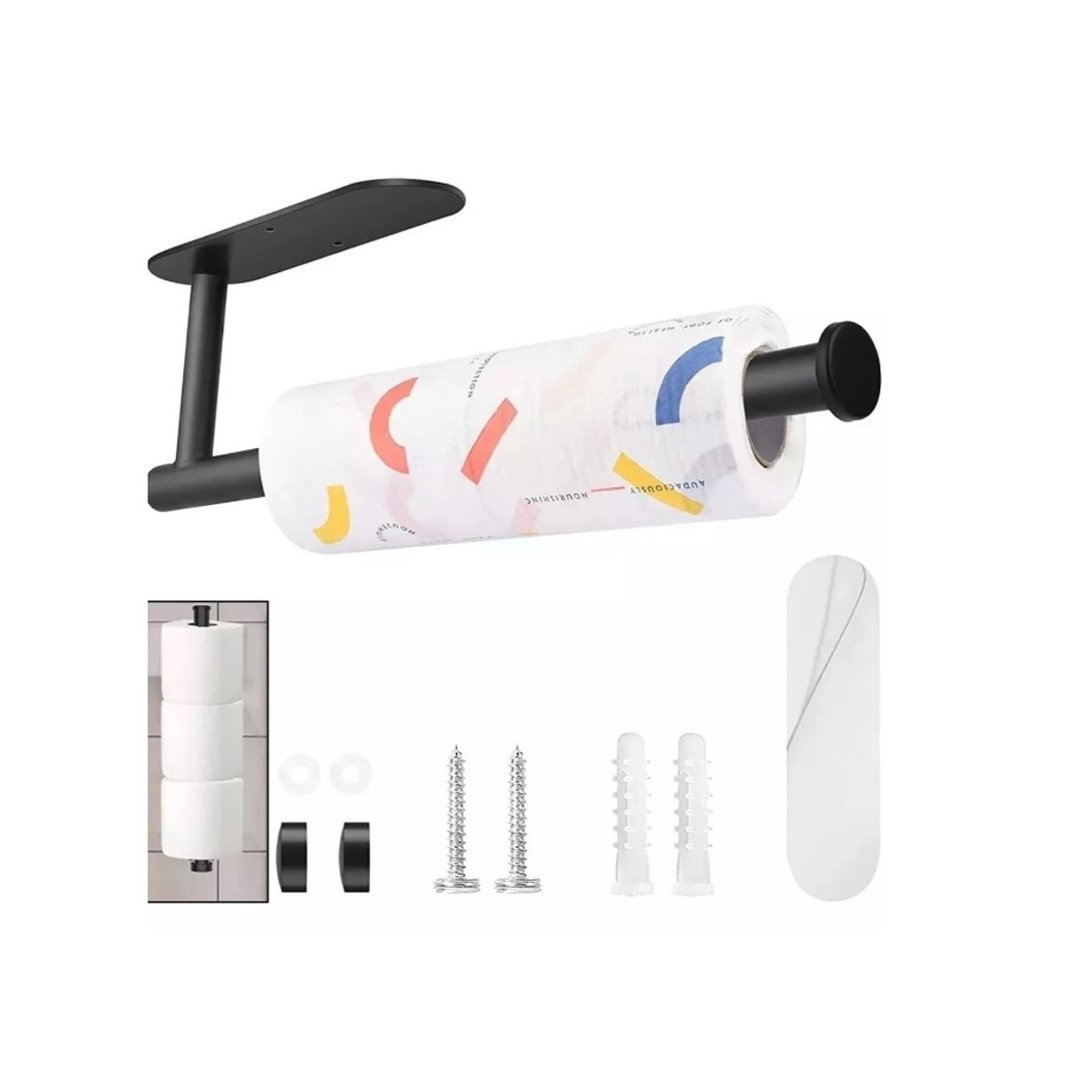 GENERICO - Porta Confort Papel Higiénico Acero Inoxidable Negro Mate