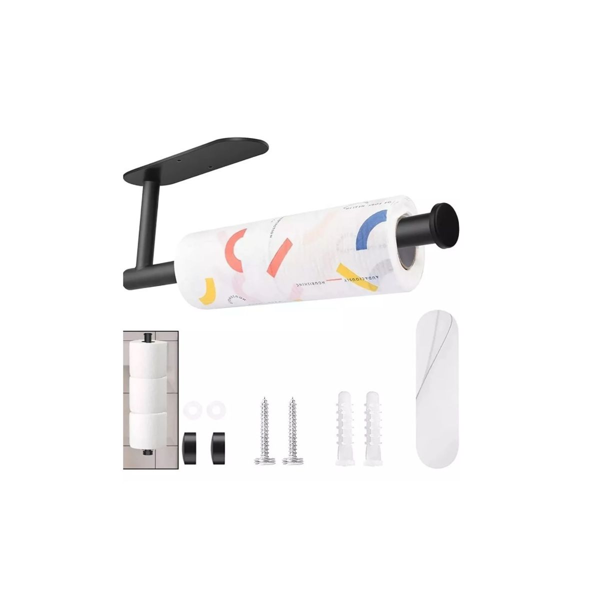 GENERICO - Porta Confort Papel Higiénico Acero Inoxidable Negro Mate